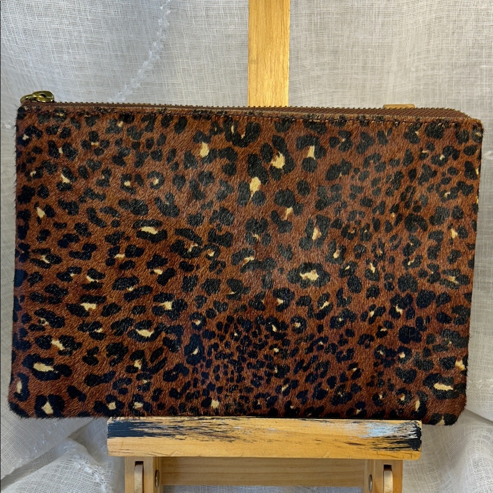 NWT Madewell leather large wallet clutch animal print